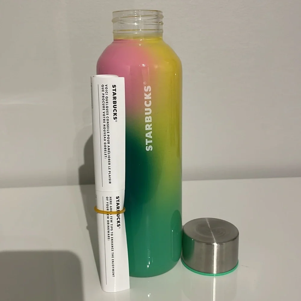 New Multi-Coloured Glass Starbucks Water Bottle 20 Fl Oz - Picture 5 of 5
